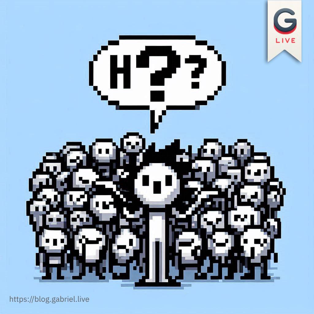 A stick man standing out of the crowd by asking questions