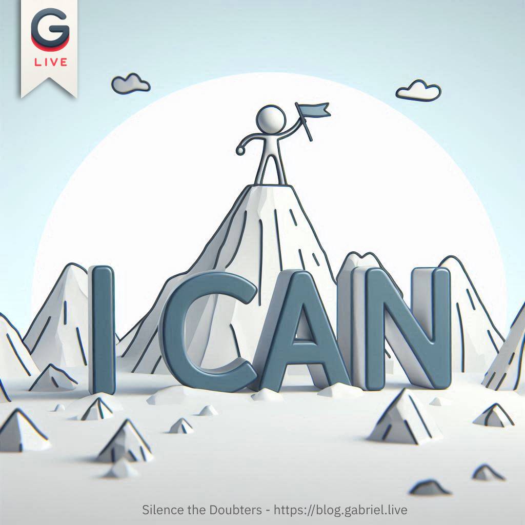Stickman standing on top of a mountain.